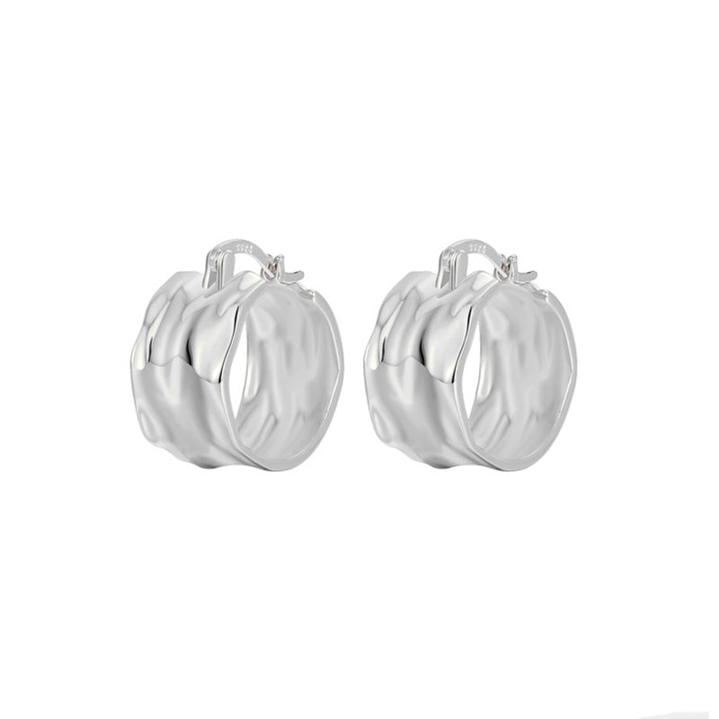 Silver Wide Ripple Hoop Earrings Silver Wide Ripple Hoop Earrings