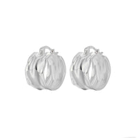 Silver Wide Ripple Hoop Earrings Silver Wide Ripple Hoop Earrings