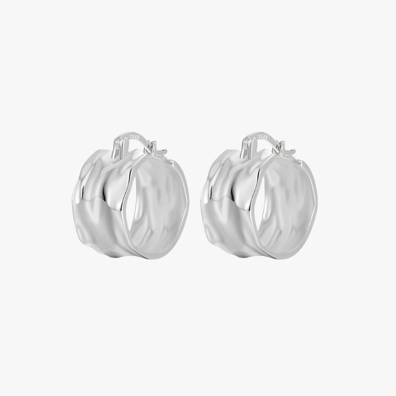 Silver Wide Ripple Hoop Earrings Additional Image Silver Wide Ripple Hoop Earrings Additional Image