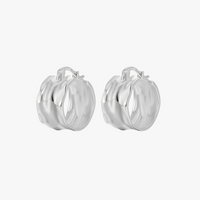 Silver Wide Ripple Hoop Earrings Additional Image Silver Wide Ripple Hoop Earrings Additional Image