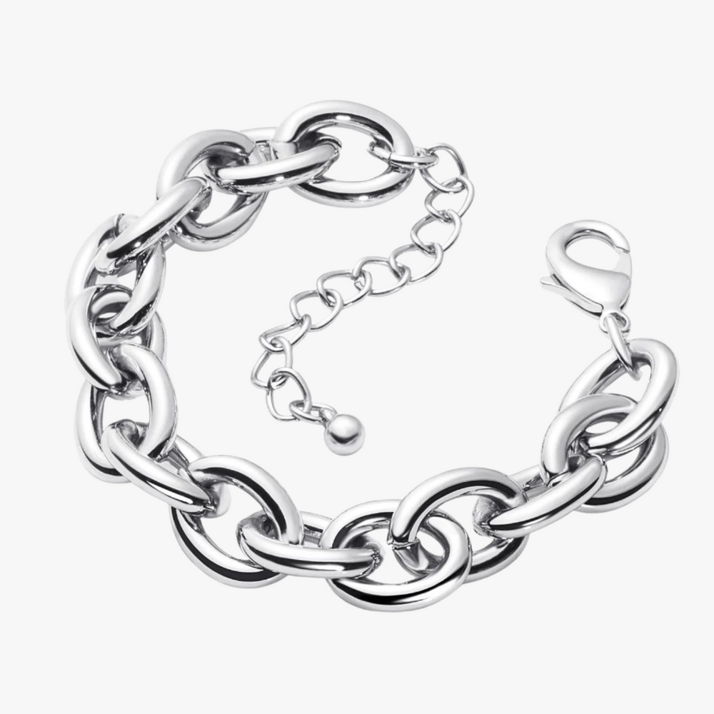 Silver Chunky Thick Link Chain Bracelet Additional Image Silver Chunky Thick Link Chain Bracelet Additional Image