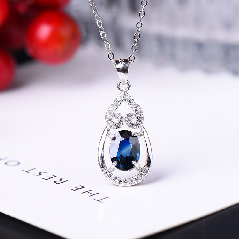 AuricAdorn Natural Sapphire Pendant Necklace Fulu in 925 Silver AuricAdorn Natural Sapphire Pendant Necklace Fulu in 925 Silver