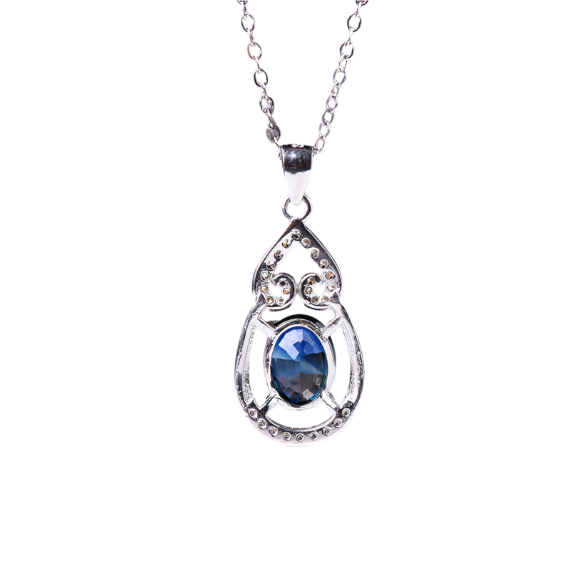 AuricAdorn Natural Sapphire Pendant Necklace Fulu in 925 Silver AuricAdorn Natural Sapphire Pendant Necklace Fulu in 925 Silver