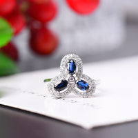 AuricAdorn Natural Sapphire Clover Ring in 925 Silver AuricAdorn Natural Sapphire Clover Ring in 925 Silver