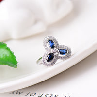 AuricAdorn Natural Sapphire Clover Ring in 925 Silver AuricAdorn Natural Sapphire Clover Ring in 925 Silver