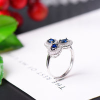 AuricAdorn Natural Sapphire Clover Ring in 925 Silver AuricAdorn Natural Sapphire Clover Ring in 925 Silver