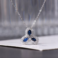 AuricAdorn Natural Sapphire Clover Pendant Necklace in 925 Silver AuricAdorn Natural Sapphire Clover Pendant Necklace in 925 Silver