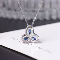 AuricAdorn Natural Sapphire Clover Pendant Necklace in 925 Silver AuricAdorn Natural Sapphire Clover Pendant Necklace in 925 Silver