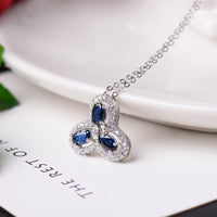 AuricAdorn Natural Sapphire Clover Pendant Necklace in 925 Silver AuricAdorn Natural Sapphire Clover Pendant Necklace in 925 Silver