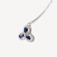 AuricAdorn Natural Sapphire Clover Pendant Necklace in 925 Silver AuricAdorn Natural Sapphire Clover Pendant Necklace in 925 Silver