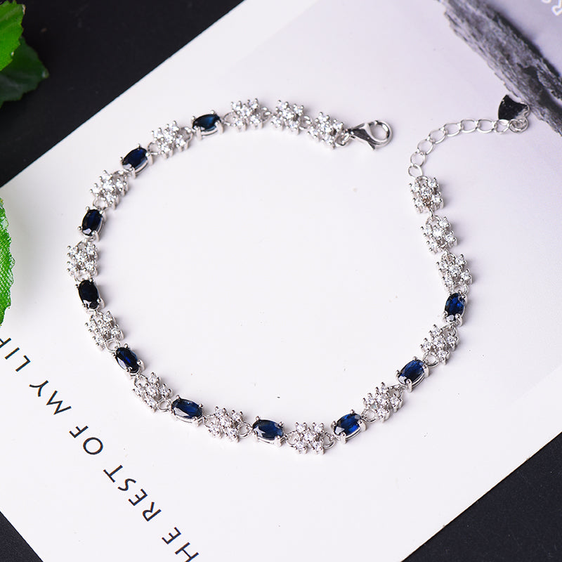 AuricAdorn Natural Sapphire Bracelet in 925 Sterling Silver AuricAdorn Natural Sapphire Bracelet in 925 Sterling Silver