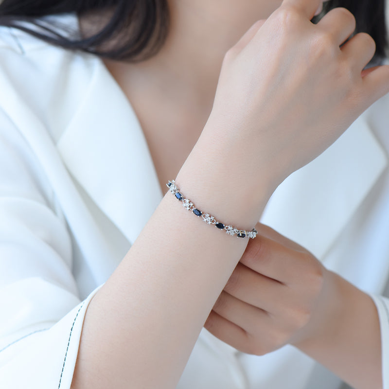 AuricAdorn Natural Sapphire Bracelet in 925 Sterling Silver AuricAdorn Natural Sapphire Bracelet in 925 Sterling Silver