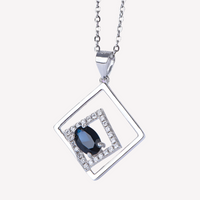 AuricAdorn Natural Sapphire Layered Pendant in 925 Sterling Silver AuricAdorn Natural Sapphire Layered Pendant in 925 Sterling Silver