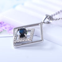 AuricAdorn Natural Sapphire Layered Pendant in 925 Sterling Silver AuricAdorn Natural Sapphire Layered Pendant in 925 Sterling Silver