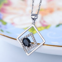 AuricAdorn Natural Sapphire Layered Pendant in 925 Sterling Silver AuricAdorn Natural Sapphire Layered Pendant in 925 Sterling Silver