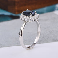 AuricAdorn Natural Sapphire Ring in 925 Silver - Diana Style AuricAdorn Natural Sapphire Ring in 925 Silver - Diana Style