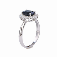 AuricAdorn Natural Sapphire Ring in 925 Silver - Diana Style AuricAdorn Natural Sapphire Ring in 925 Silver - Diana Style