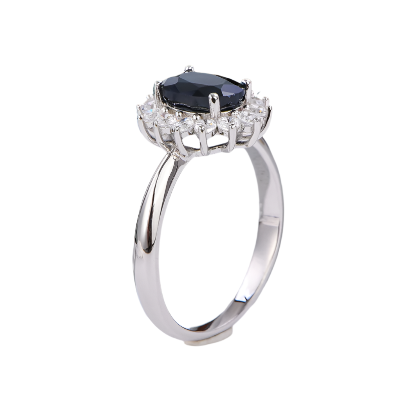 AuricAdorn Natural Sapphire Ring in 925 Silver - Diana Style AuricAdorn Natural Sapphire Ring in 925 Silver - Diana Style