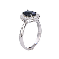 AuricAdorn Natural Sapphire Ring in 925 Silver - Diana Style AuricAdorn Natural Sapphire Ring in 925 Silver - Diana Style