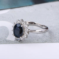 AuricAdorn Natural Sapphire Ring in 925 Silver - Diana Style AuricAdorn Natural Sapphire Ring in 925 Silver - Diana Style