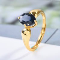 AuricAdorn Natural Sapphire Ring in 925 Silver - Simple Style AuricAdorn Natural Sapphire Ring in 925 Silver - Simple Style