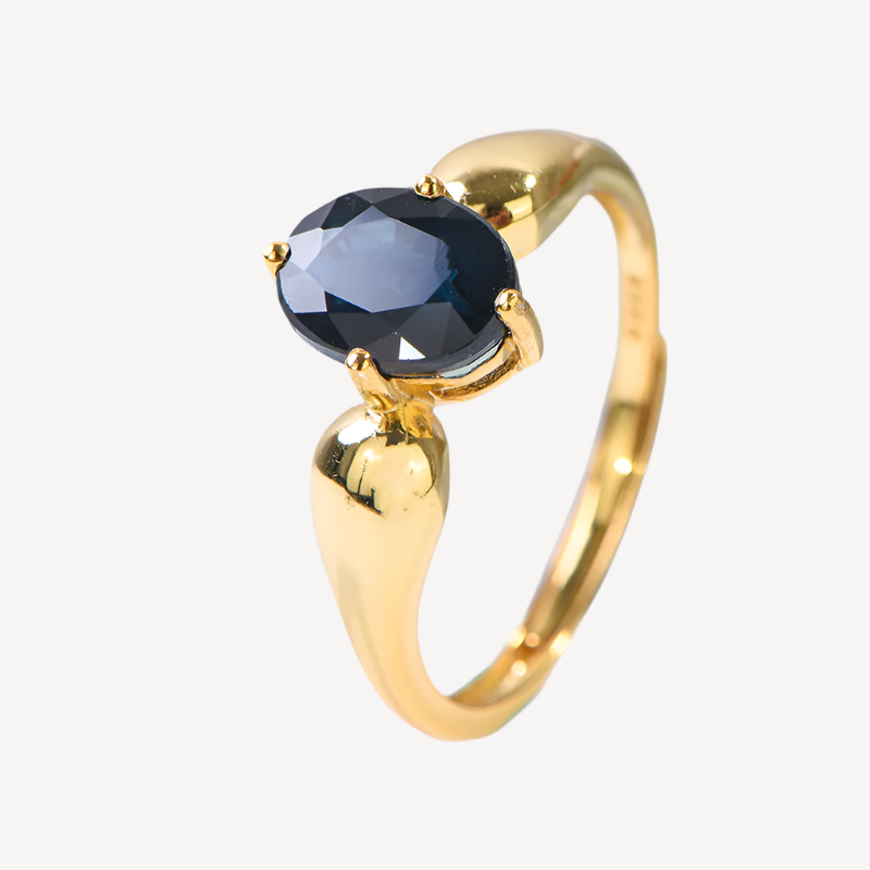 AuricAdorn Natural Sapphire Ring in 925 Silver - Simple Style AuricAdorn Natural Sapphire Ring in 925 Silver - Simple Style