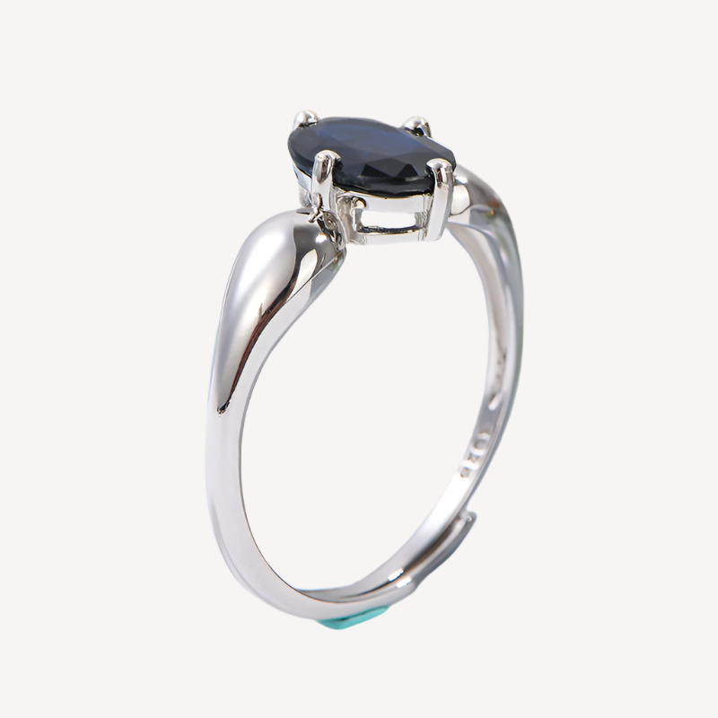AuricAdorn Natural Sapphire Ring in 925 Silver - Simple Style AuricAdorn Natural Sapphire Ring in 925 Silver - Simple Style