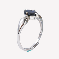 AuricAdorn Natural Sapphire Ring in 925 Silver - Simple Style AuricAdorn Natural Sapphire Ring in 925 Silver - Simple Style