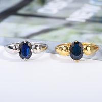 AuricAdorn Natural Sapphire Ring in 925 Silver - Simple Style AuricAdorn Natural Sapphire Ring in 925 Silver - Simple Style