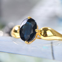 AuricAdorn Natural Sapphire Ring in 925 Silver - Simple Style AuricAdorn Natural Sapphire Ring in 925 Silver - Simple Style