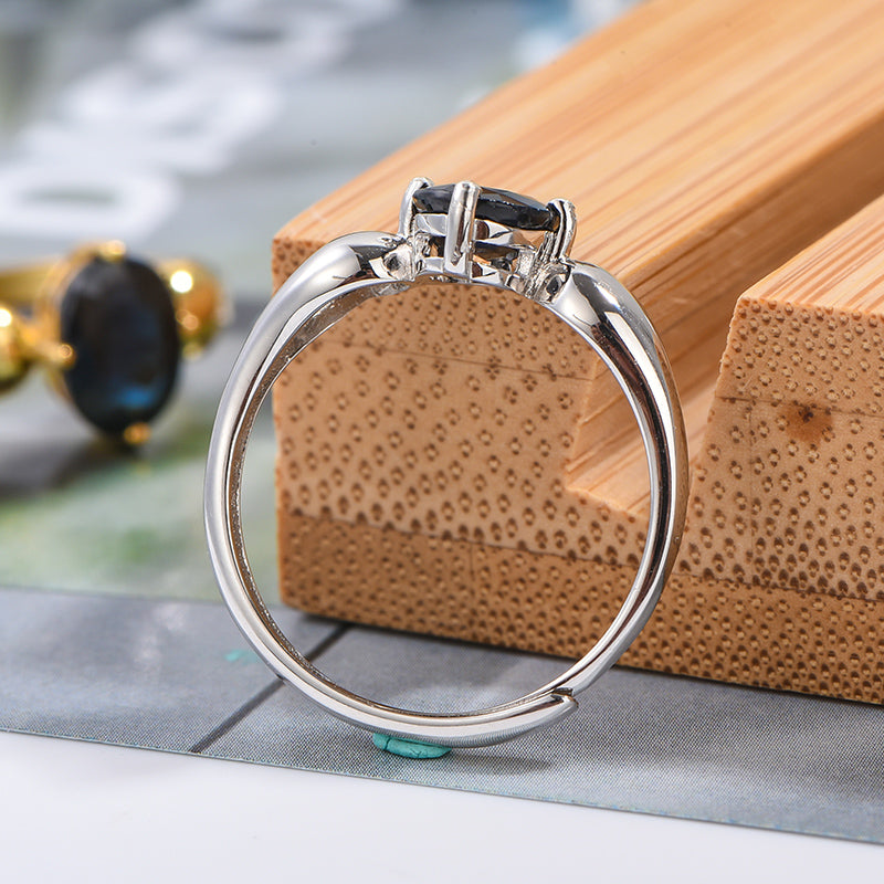 AuricAdorn Natural Sapphire Ring in 925 Silver - Simple Style AuricAdorn Natural Sapphire Ring in 925 Silver - Simple Style