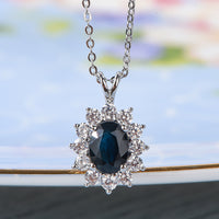 AuricAdorn Natural Sapphire Pendant in 925 Silver - Diana Style AuricAdorn Natural Sapphire Pendant in 925 Silver - Diana Style