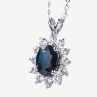 AuricAdorn Natural Sapphire Pendant in 925 Silver - Diana Style AuricAdorn Natural Sapphire Pendant in 925 Silver - Diana Style