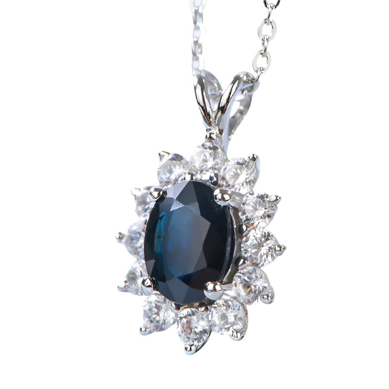 AuricAdorn Natural Sapphire Pendant in 925 Silver - Diana Style AuricAdorn Natural Sapphire Pendant in 925 Silver - Diana Style