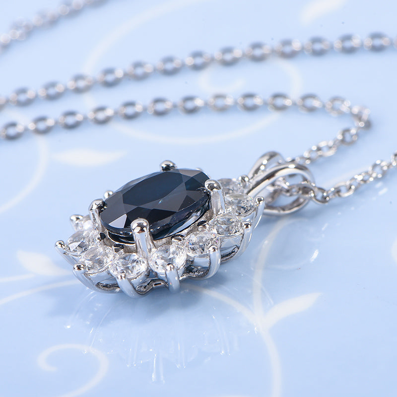 AuricAdorn Natural Sapphire Pendant in 925 Silver - Diana Style AuricAdorn Natural Sapphire Pendant in 925 Silver - Diana Style