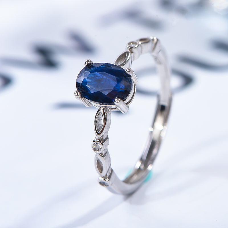 AuricAdorn Natural Sapphire Ring in 925 Sterling Silver AuricAdorn Natural Sapphire Ring in 925 Sterling Silver
