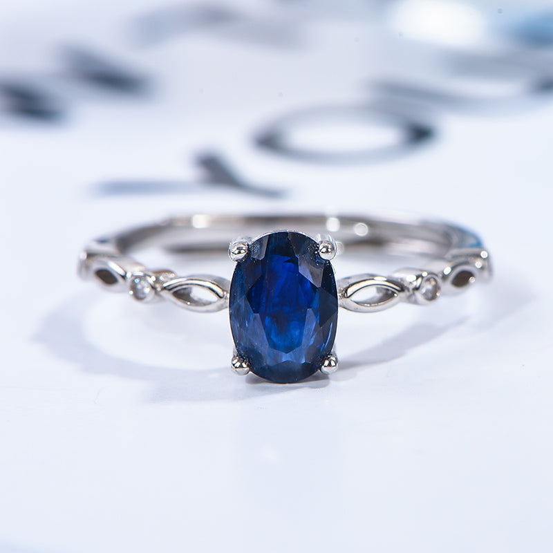 AuricAdorn Natural Sapphire Ring in 925 Sterling Silver AuricAdorn Natural Sapphire Ring in 925 Sterling Silver