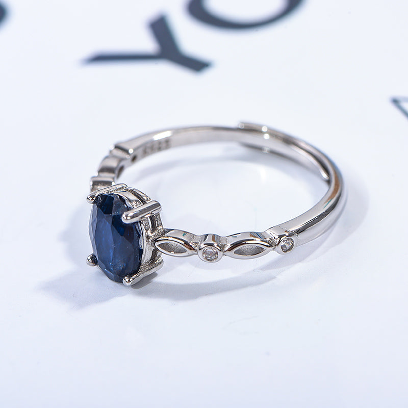 AuricAdorn Natural Sapphire Ring in 925 Sterling Silver AuricAdorn Natural Sapphire Ring in 925 Sterling Silver