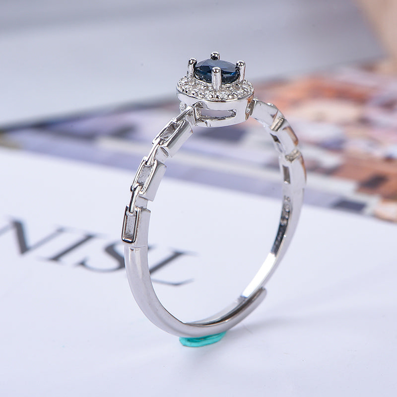 AuricAdorn Natural Sapphire Chain Ring in 925 Sterling Silver AuricAdorn Natural Sapphire Chain Ring in 925 Sterling Silver