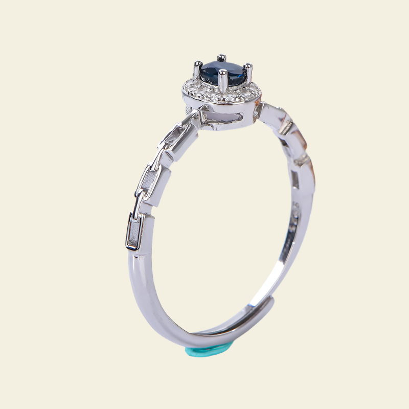 AuricAdorn Natural Sapphire Chain Ring in 925 Sterling Silver AuricAdorn Natural Sapphire Chain Ring in 925 Sterling Silver
