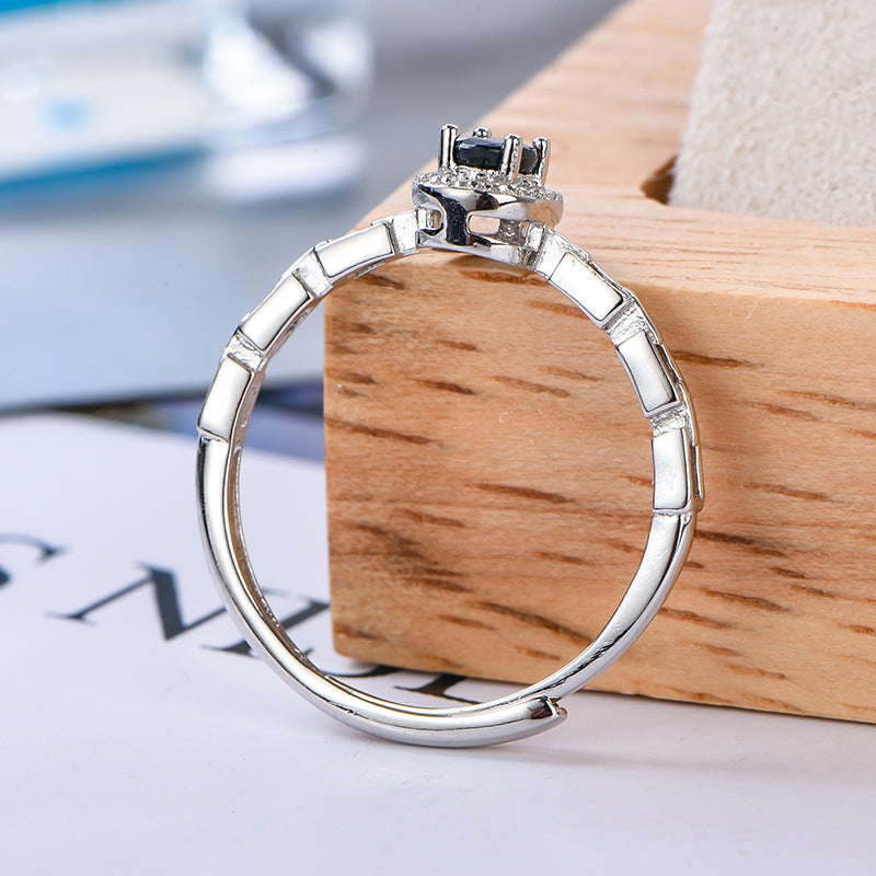 AuricAdorn Natural Sapphire Chain Ring in 925 Sterling Silver AuricAdorn Natural Sapphire Chain Ring in 925 Sterling Silver