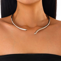 Asymmetrical Spring Opening Silver Necklace Asymmetrical Spring Opening Silver Necklace