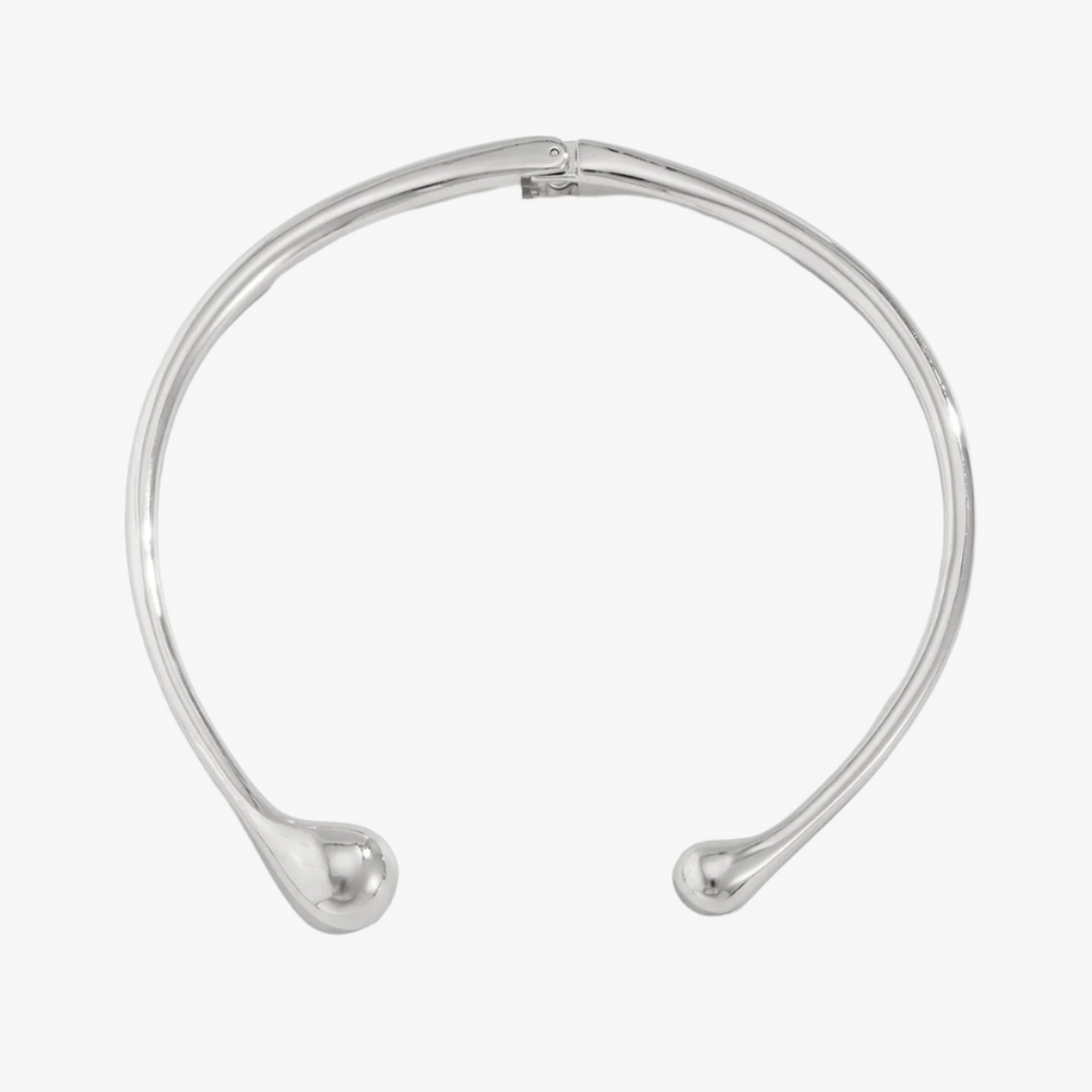 Asymmetrical Water Drop Spring Opening Silver Necklace Additional Image Asymmetrical Water Drop Spring Opening Silver Necklace Additional Image