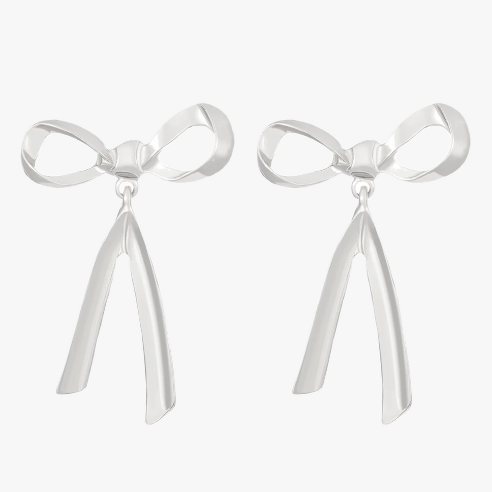 Silver Bowknot Earrings Additional Image Silver Bowknot Earrings Additional Image