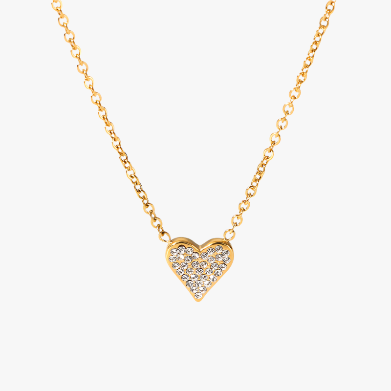 Gold Heart Pendant Necklace with Diamonds Additional Image Gold Heart Pendant Necklace with Diamonds Additional Image