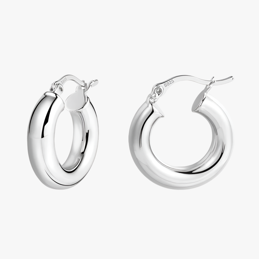 hoop silver nugget earrings Additional Image hoop silver nugget earrings Additional Image