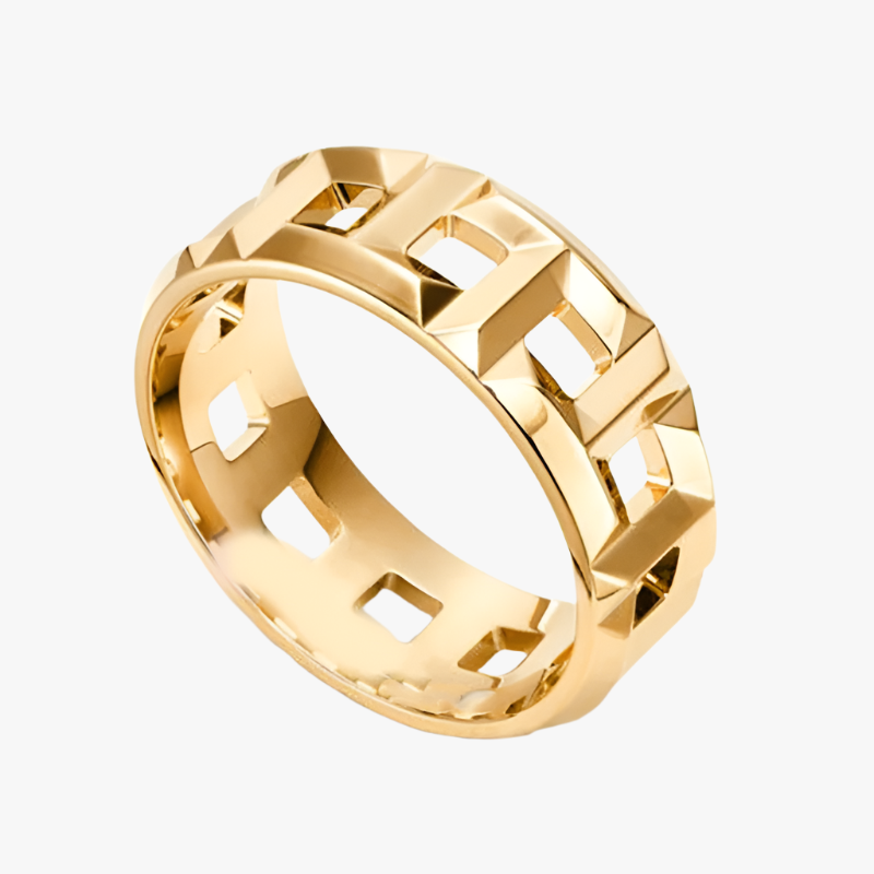 Gold T hollow ring wide gold Additional Image Gold T hollow ring wide gold Additional Image