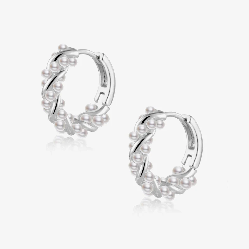 Silver Hoop Beaded Earrings Additional Image Silver Hoop Beaded Earrings Additional Image