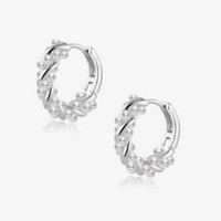 Silver Hoop Beaded Earrings Additional Image Silver Hoop Beaded Earrings Additional Image