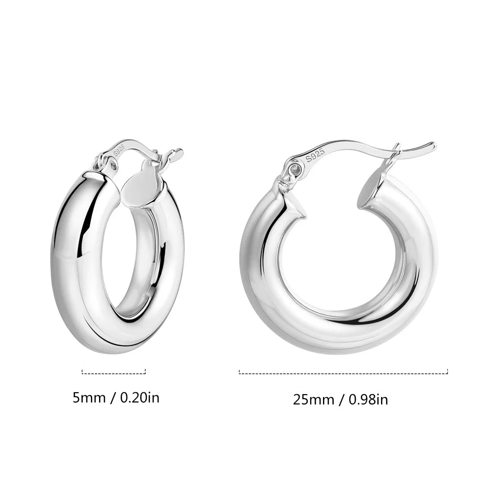 Classic Thick Tube Hoop Earrings silver Classic Thick Tube Hoop Earrings silver